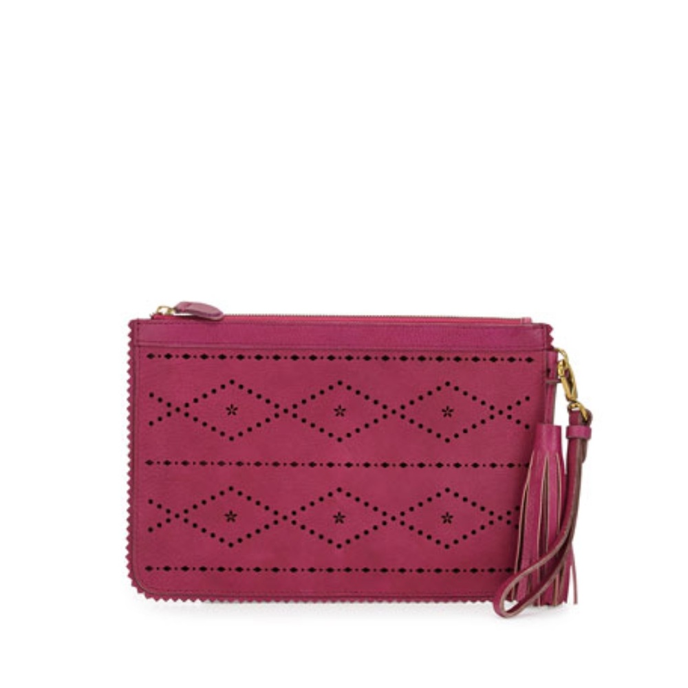NEW ISABELLA FIORE RASPBERRY EMMA  LEATHER CLUTCH